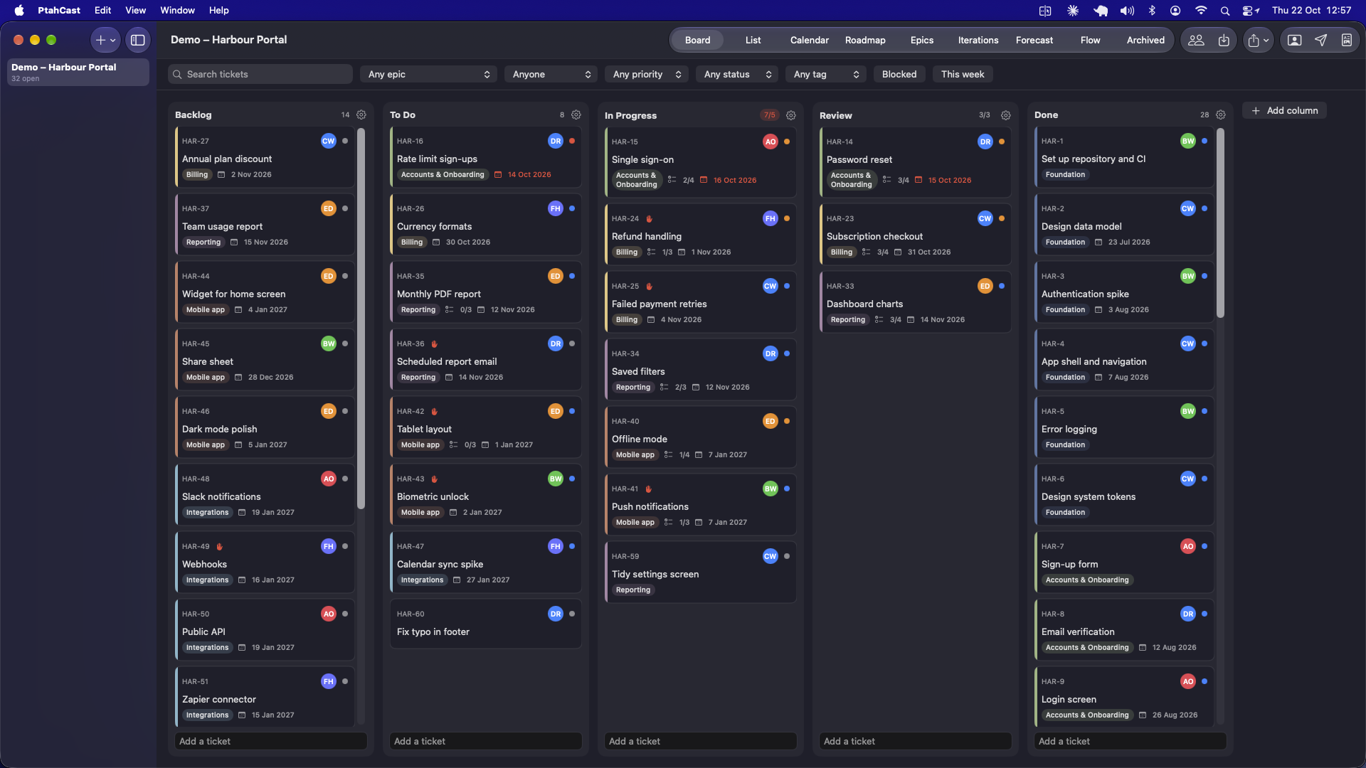 The Kanban board